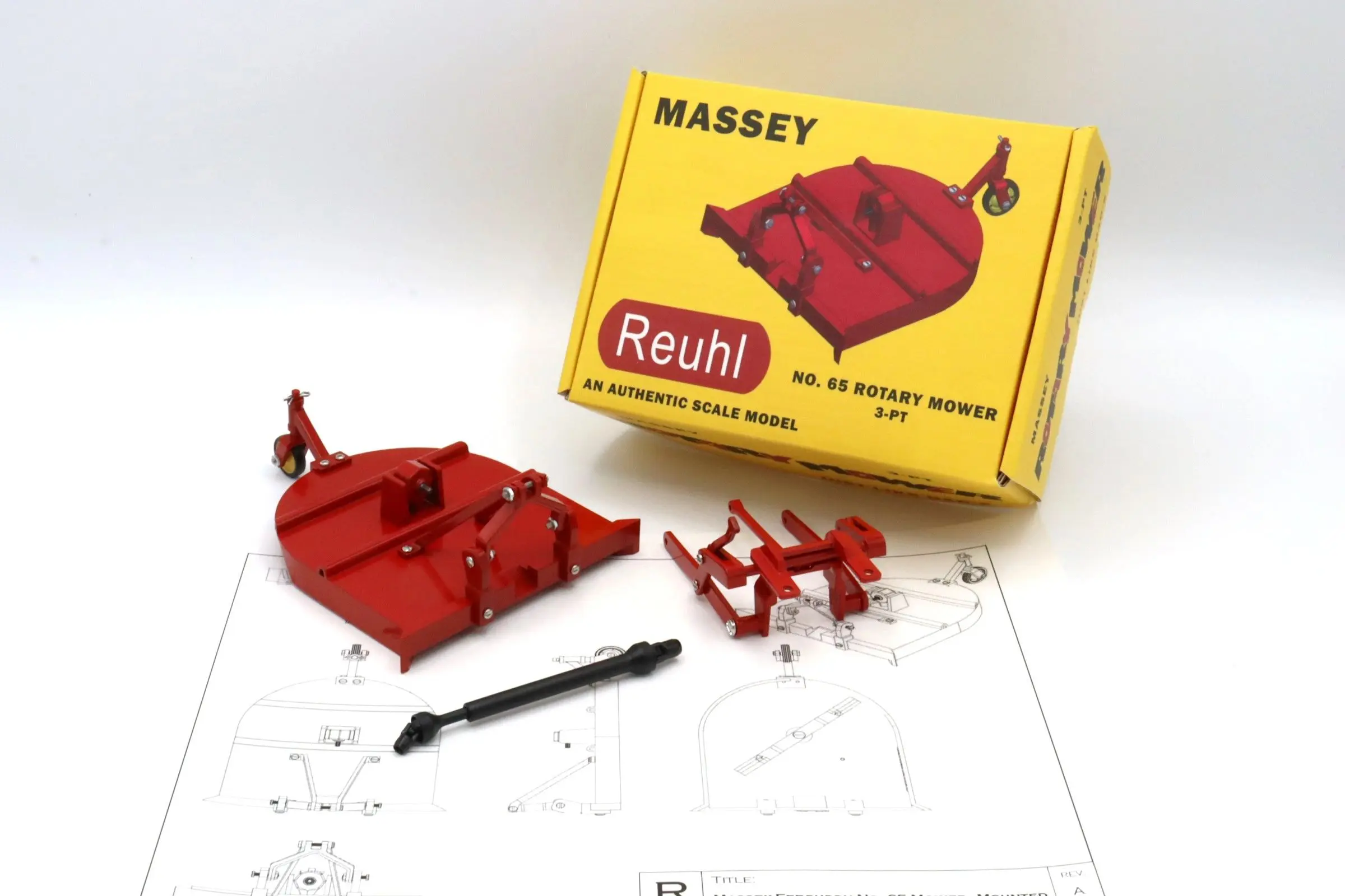 Vintage Massey Reuhl tractor mower model kit with assembly instructions.