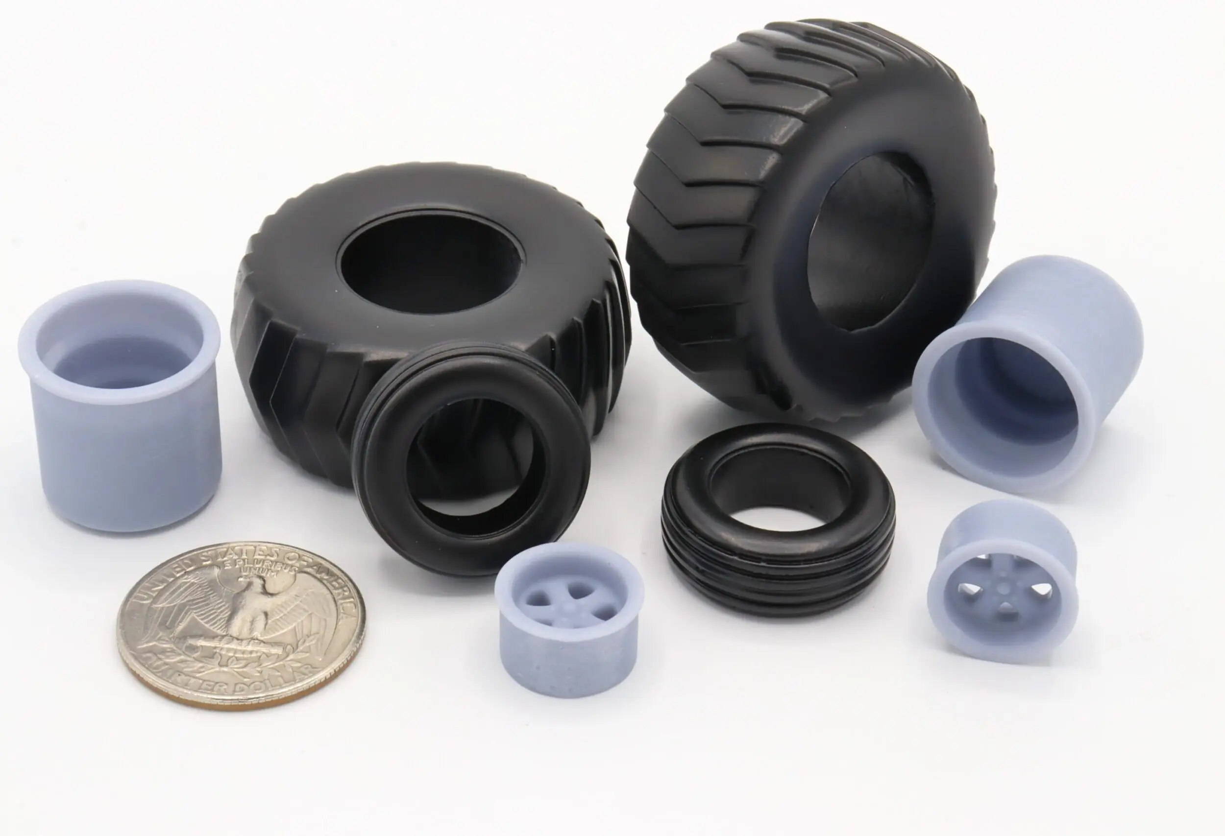 Lawn Tractor Puller Wheel Set - Mini Rod Rims and Tires