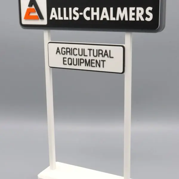 Allis-Chalmers agricultural equipment sign display.