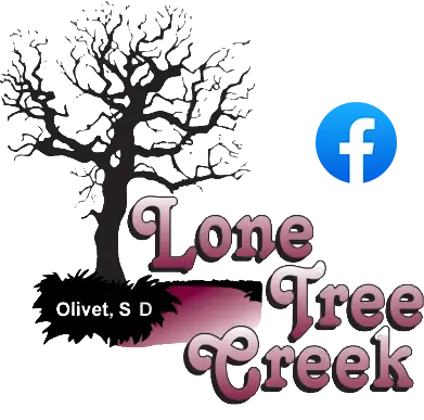 Dark eerie tree with "Lone Tree Creek" text and Facebook icon.